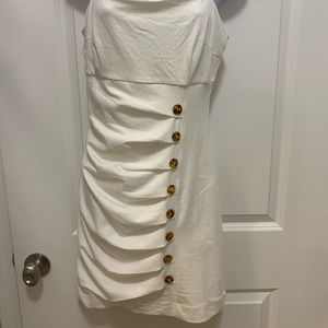White dress with buttons. Cute bridal dress.